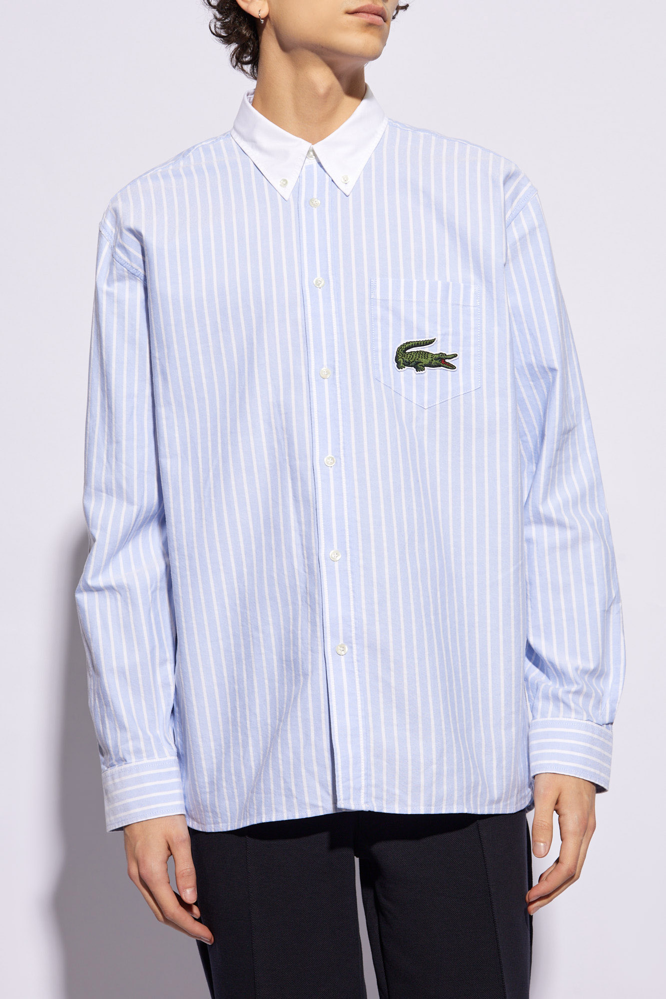 SchaferandweinerShops Lacoste Striped shirt Camiseta Unissex Lacoste Live Em Algodao Branco Men s Clothing